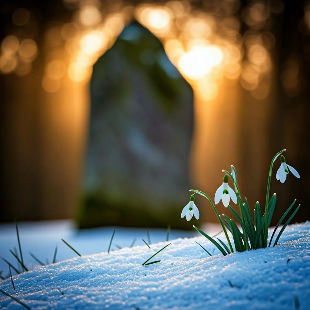 Winter Solstice Landscape with Ancient Standing Stone