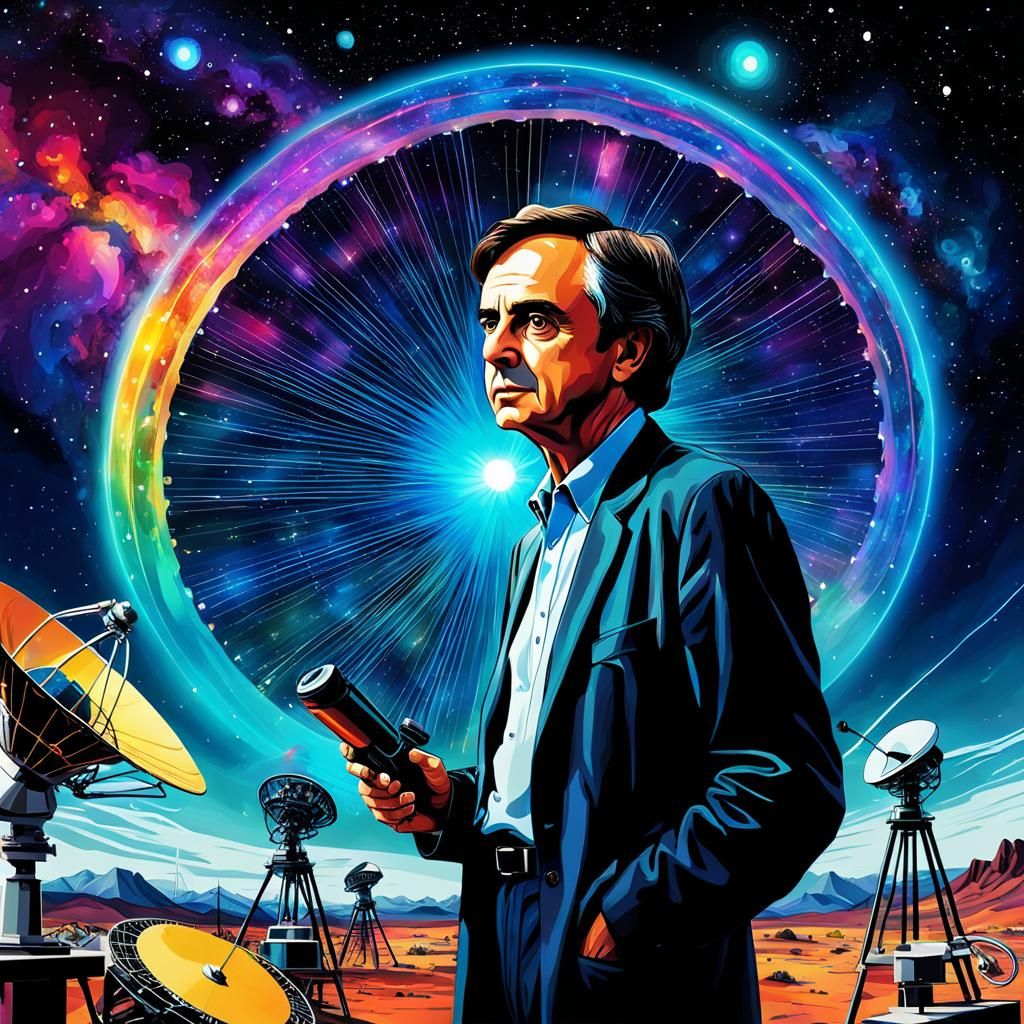 Carl Sagan Discovering Pulsar Star in Lab