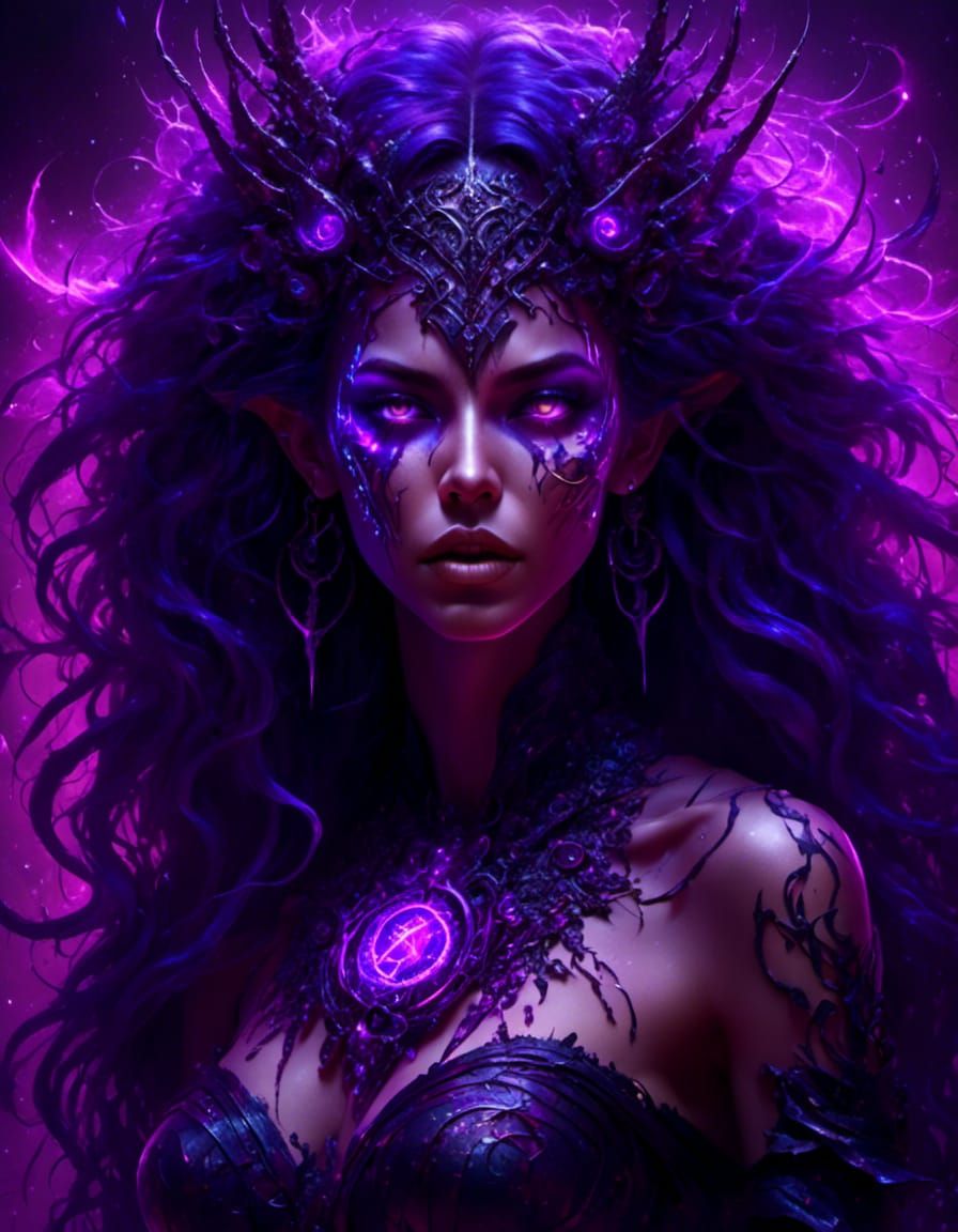 Surreal Necromancer Witch with Glowing Runes