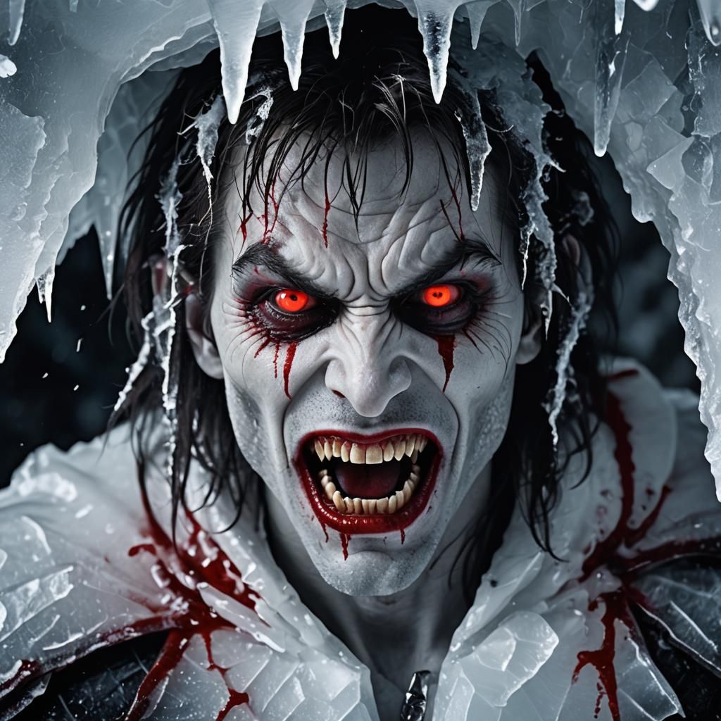 Eerie Vampire Emerges from Snowy Ice Cave
