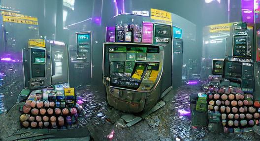 Cyberpunk Lottery Machines in Hyperrealistic Style