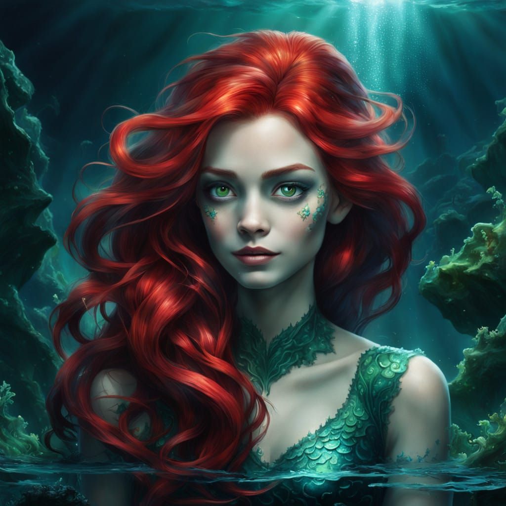 Mystical Ariel in Dark, Iridescent Hues