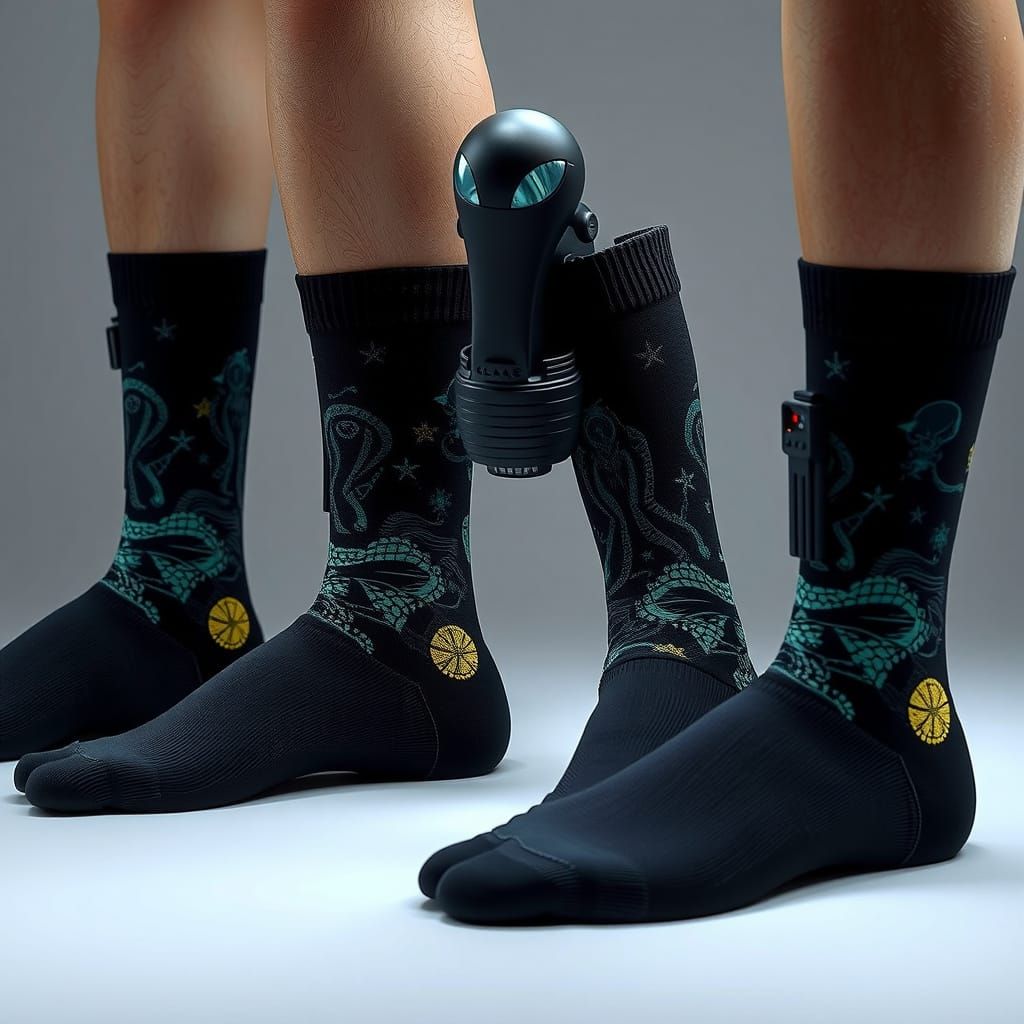 Men in Black Sock Design in Quilling Style