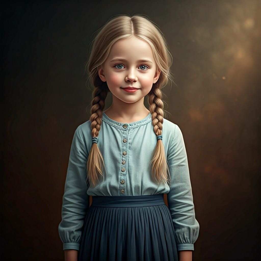 Enchanting Girl with Braids in Dreamlike Lighting