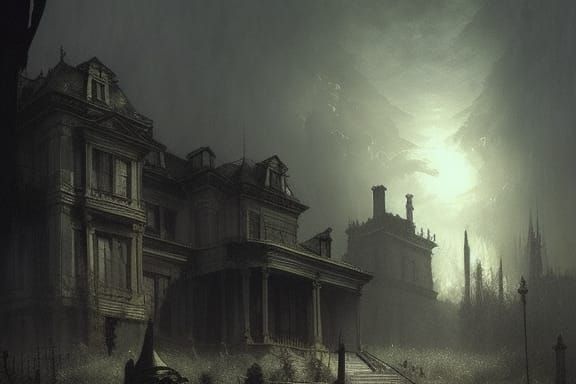 Mysterious Dark Mansion in a Gothic Horror Aesthetic