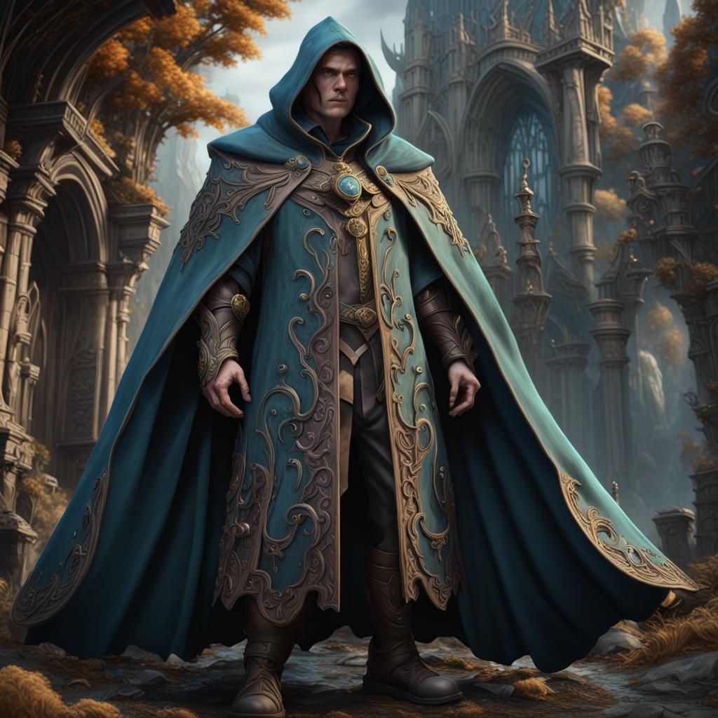 Fantastical Cloaked Figure in Detailed Matte Painting