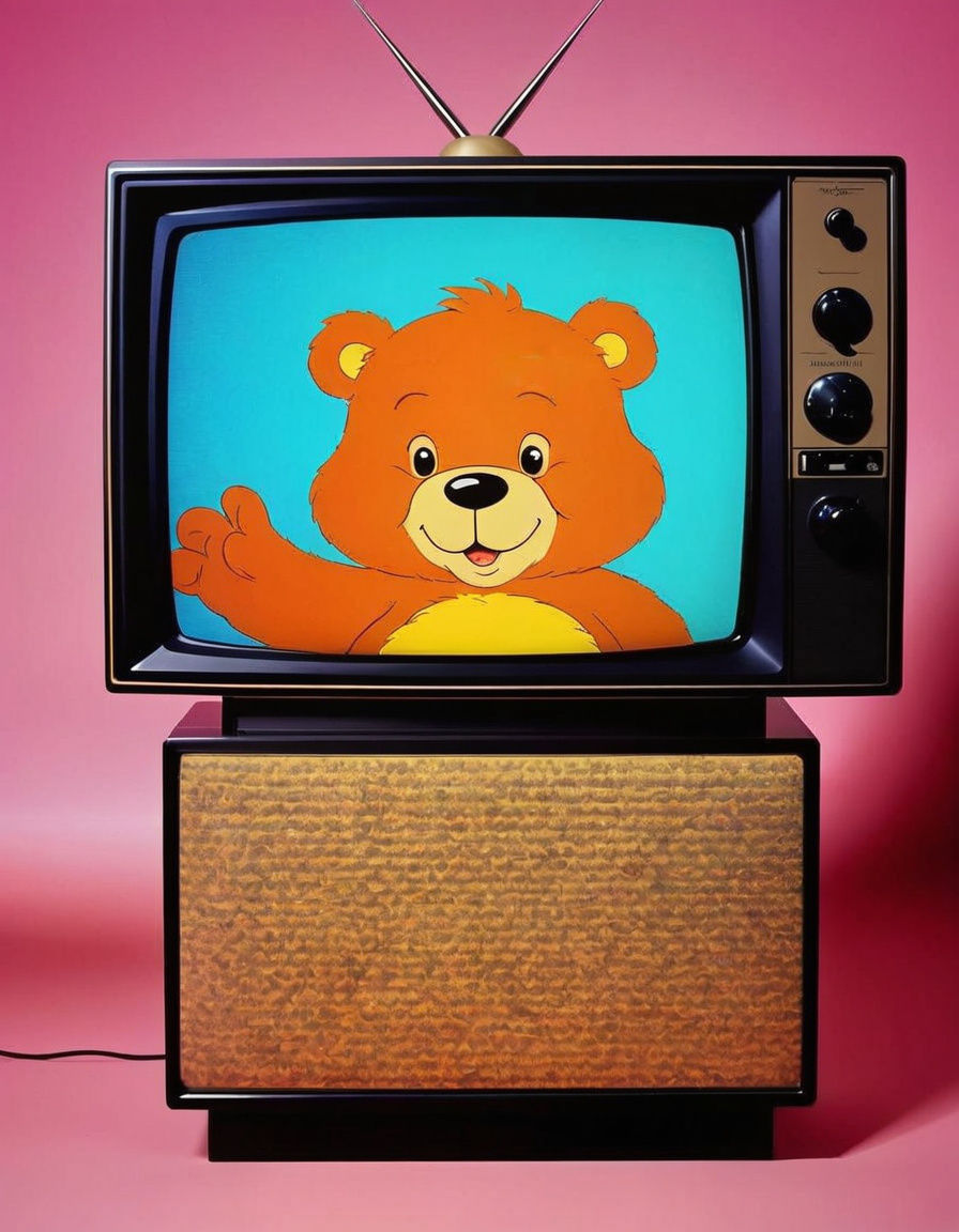 Nostalgic Care Bears on Vintage Box TV