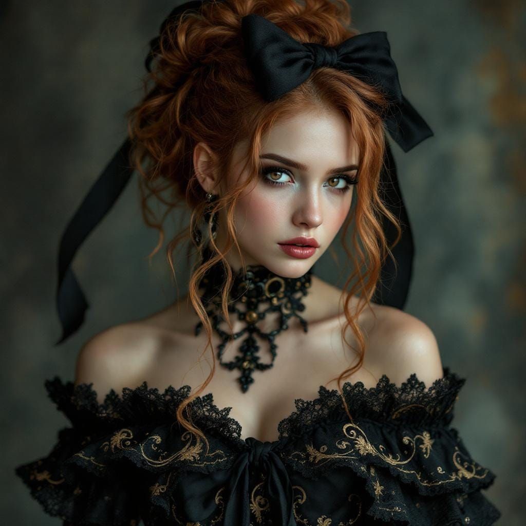 Gothic Steampunk Woman in Victorian Gown