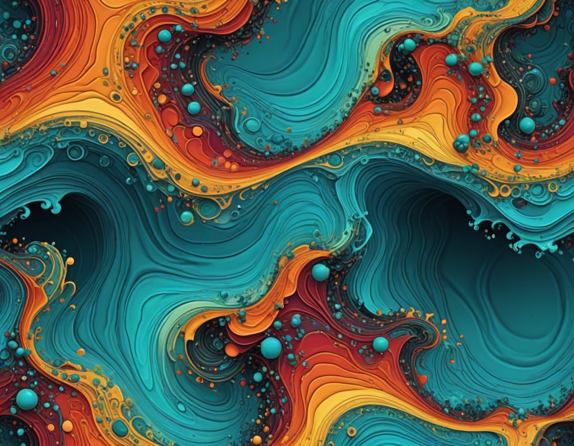 Turquoise Dreamland: Abstract Cartoon Art