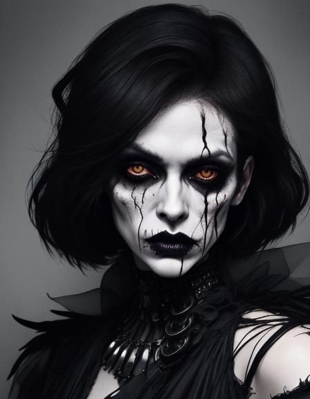 Undead Fashion Portrait in Dark Opulence Style