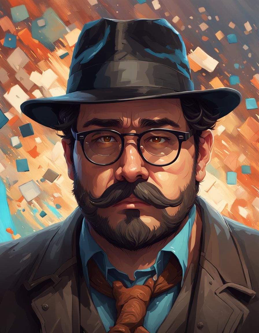 Sad Young Man Portrait in Hyperdetailed Style