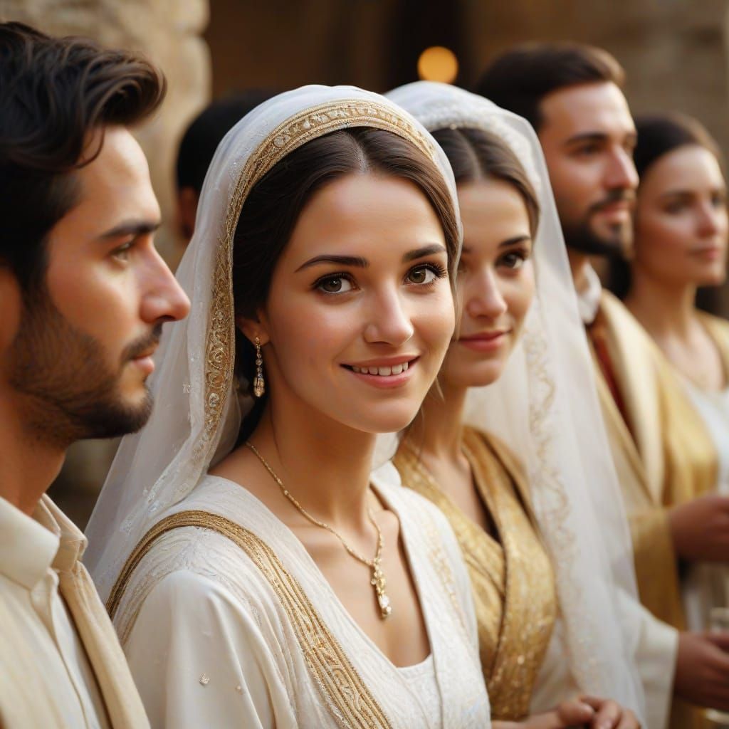 Wedding at Cana: Hyperrealistic 3D Render of Biblical Scene