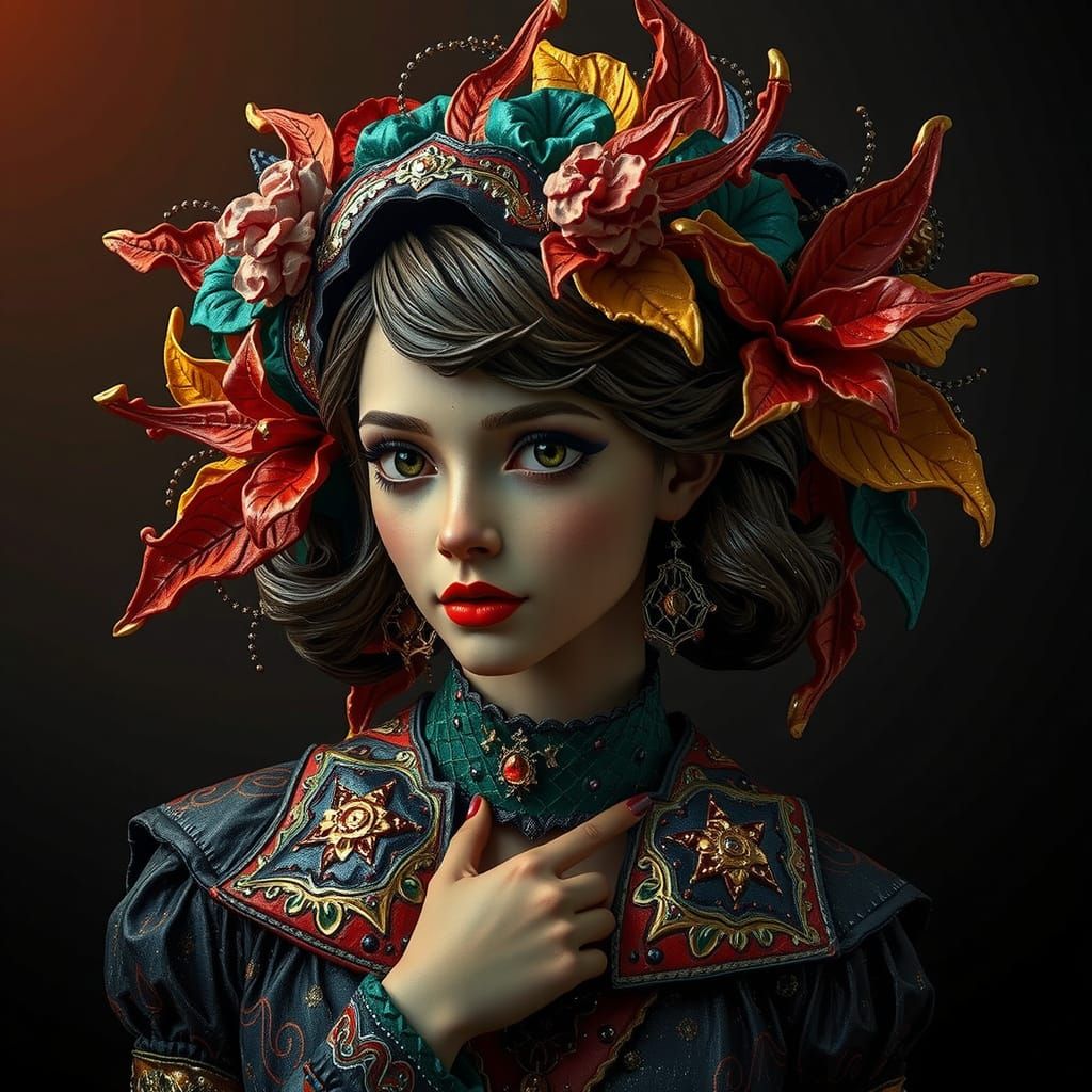 Hyperrealistic Sculpture of Reflected Glory in Vivid Colors