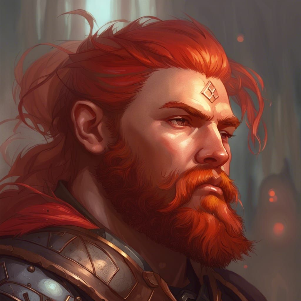Red-Haired Dwarf Rune Knight Portrait
