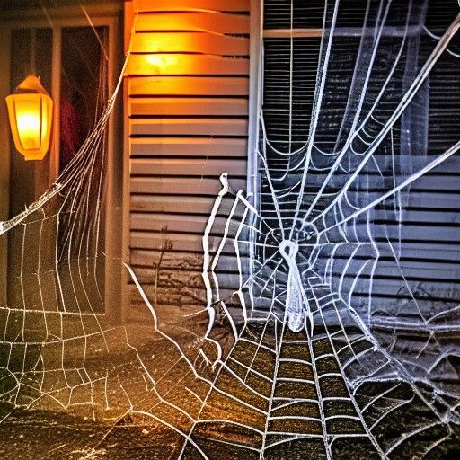 Halloween Spiderwebs and Jack-o-lanterns in Ominous Light