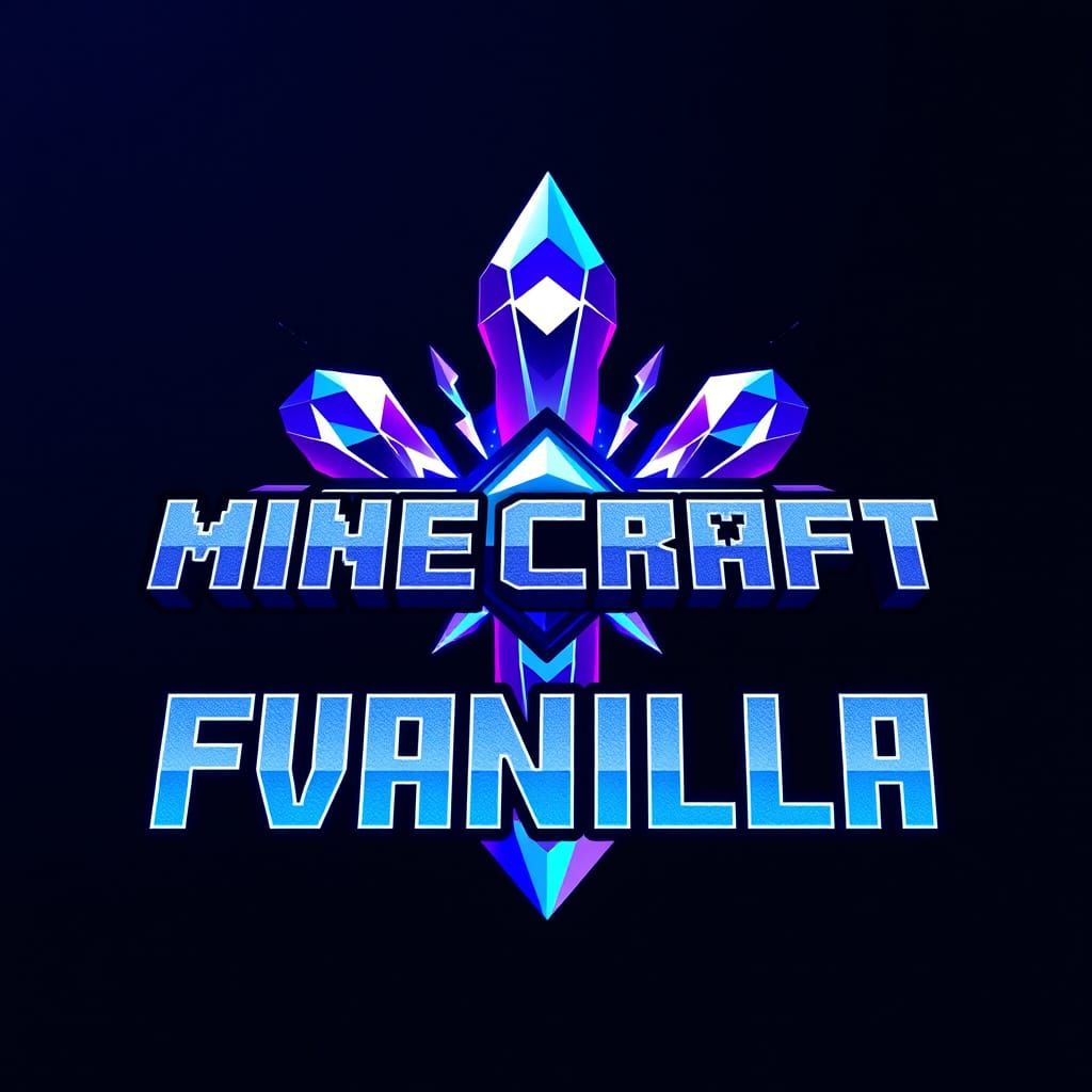 Crystal PvP Minecraft Server Logo in Futuristic Metallic Blu...