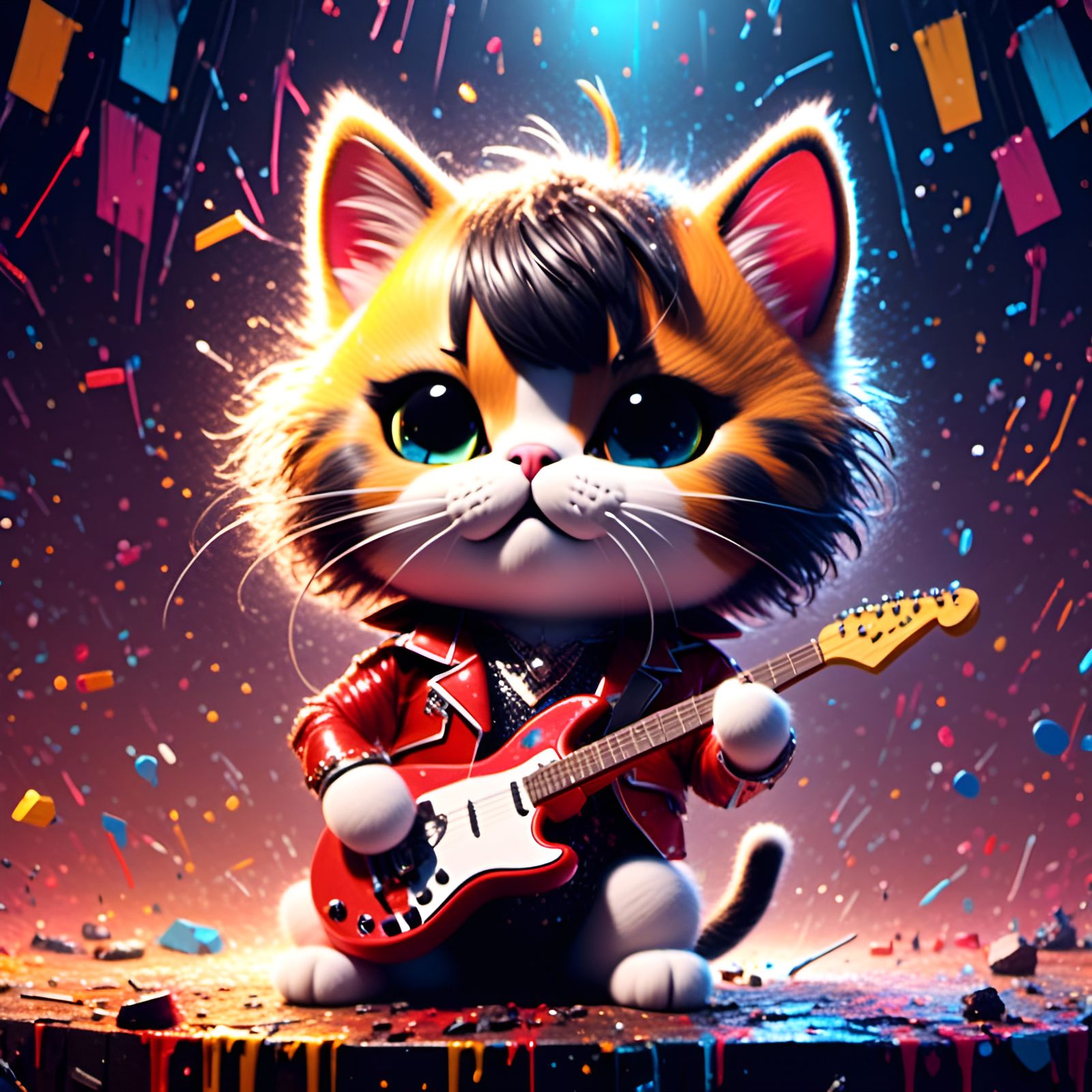 Chibi Cat as Freddie Mercury in Concert