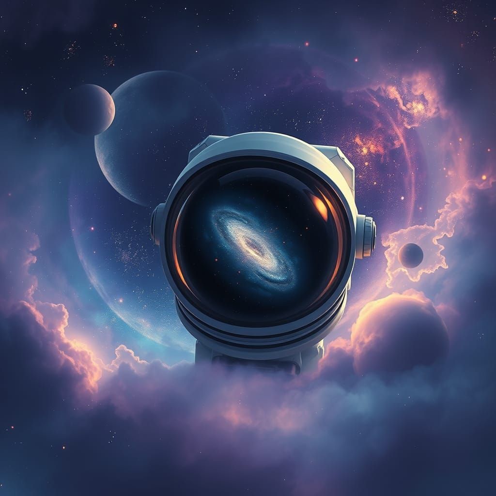 Astronaut Adrift in Cosmic Nebula Reflection