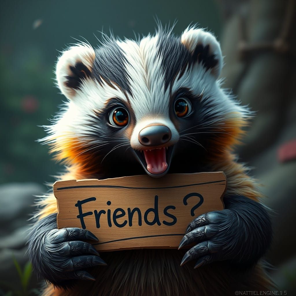 Vibrant Fantasy Honey Badger Friends Concept Art