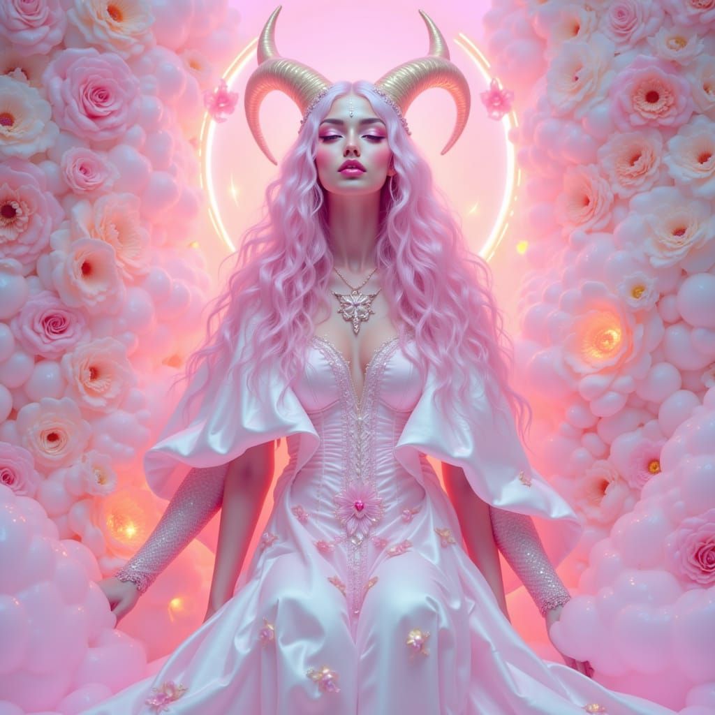 Soft Pink Satan in Pop Surrealist Style