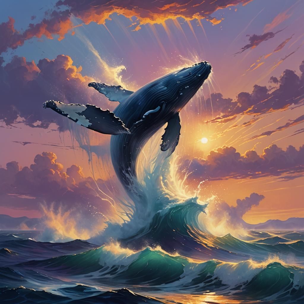 Whale Breaching: A Majestic Digital Seascape