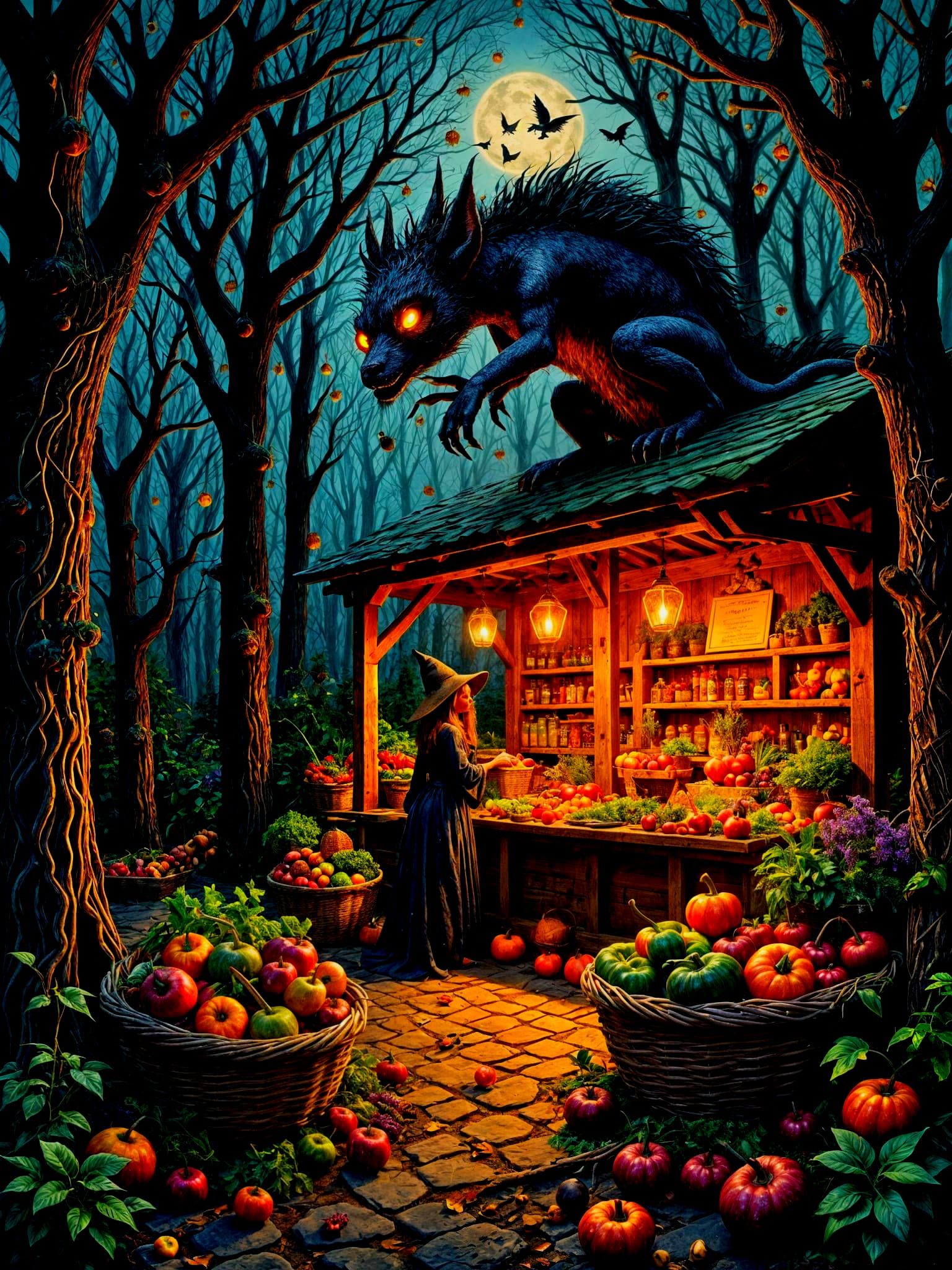 Mystical Creature and Witch Guard Enchanted Harvest Farm