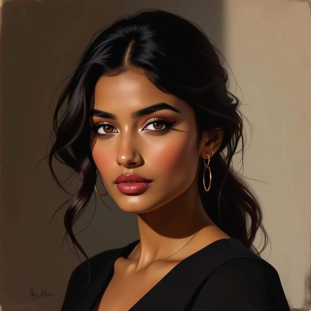 Aimee Kashyap Portrait in Baroque Chiaroscuro Style