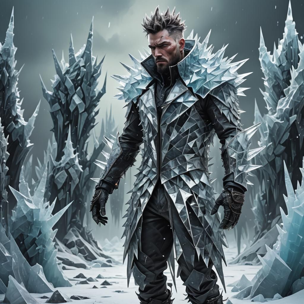 Icy Man Portrait in 3D Digital Art Style