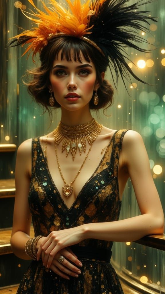 Art Deco Showgirl Portrait in 1930s Style