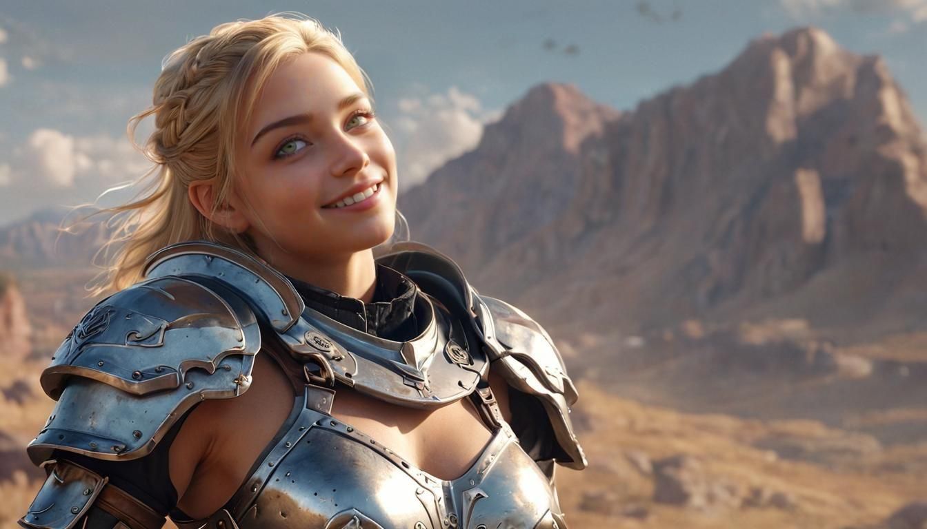 Valkyrie Giantess in Shining Armor Landscape View