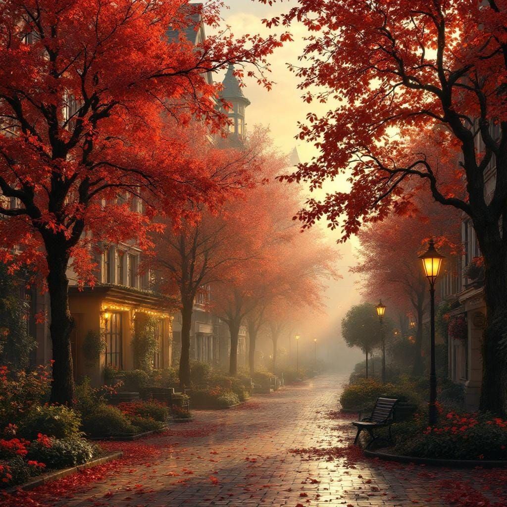 Görlitz Renaissance Street in Autumn Mist