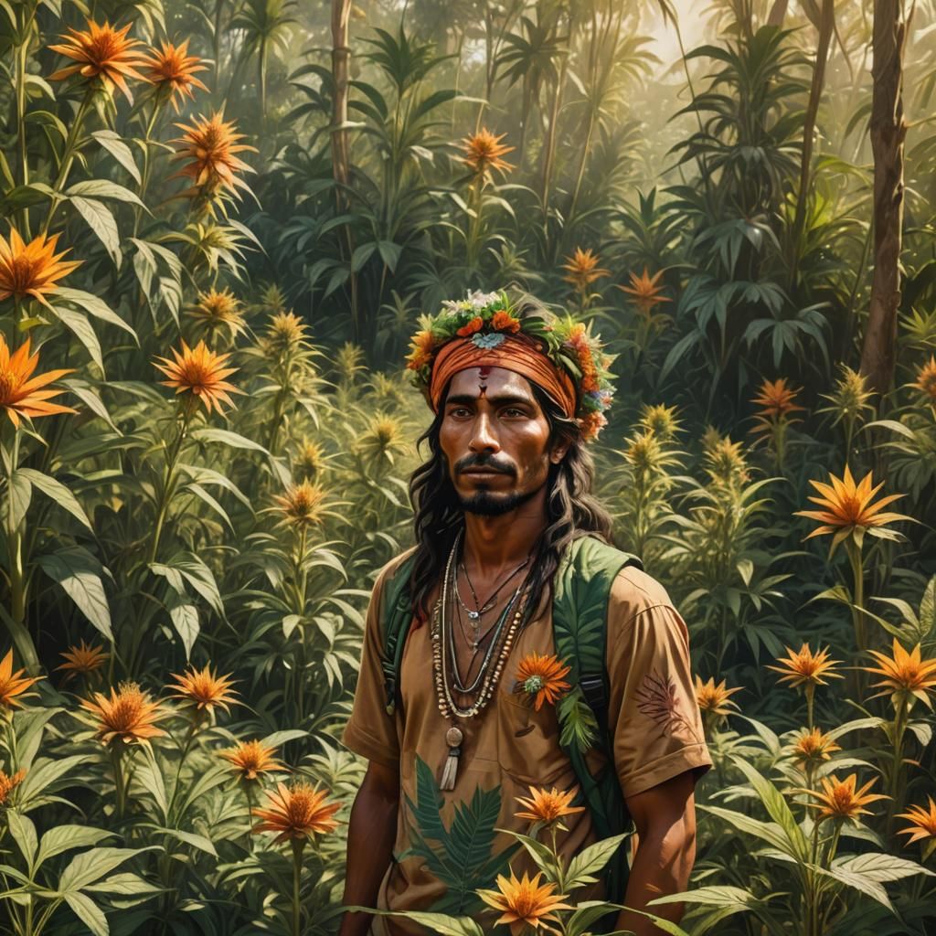 Hyperrealistic Amazonian Cannabis Field Concept Art