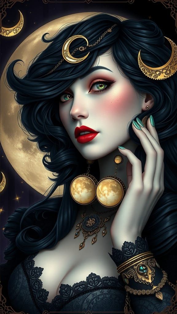 Ethereal Moon Goddess in Victorian-Inspired Attire
