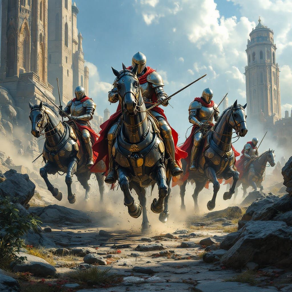 Knights on Robotic Horses in Sci-Fi Quest