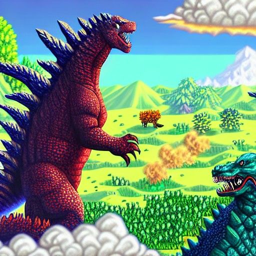 Godzilla attacking Stardew Valley