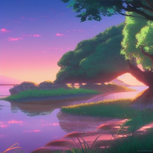 Sunrise Bay: Studio Ghibli Anime Key Visual