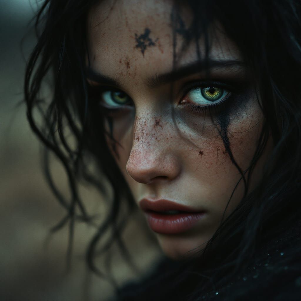 Striking Portrait of a Woman with Animal Eyes