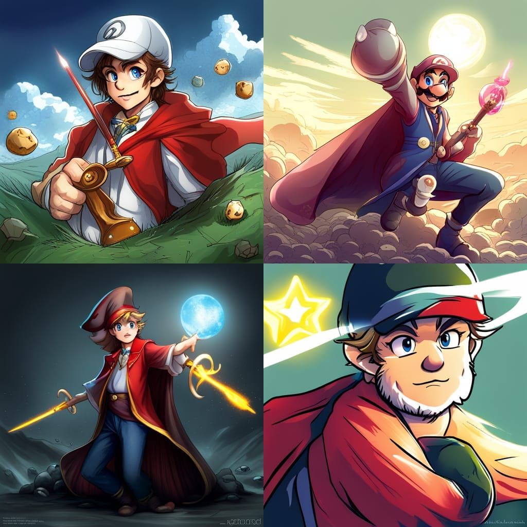 Super Mario Wizard in Anime Style