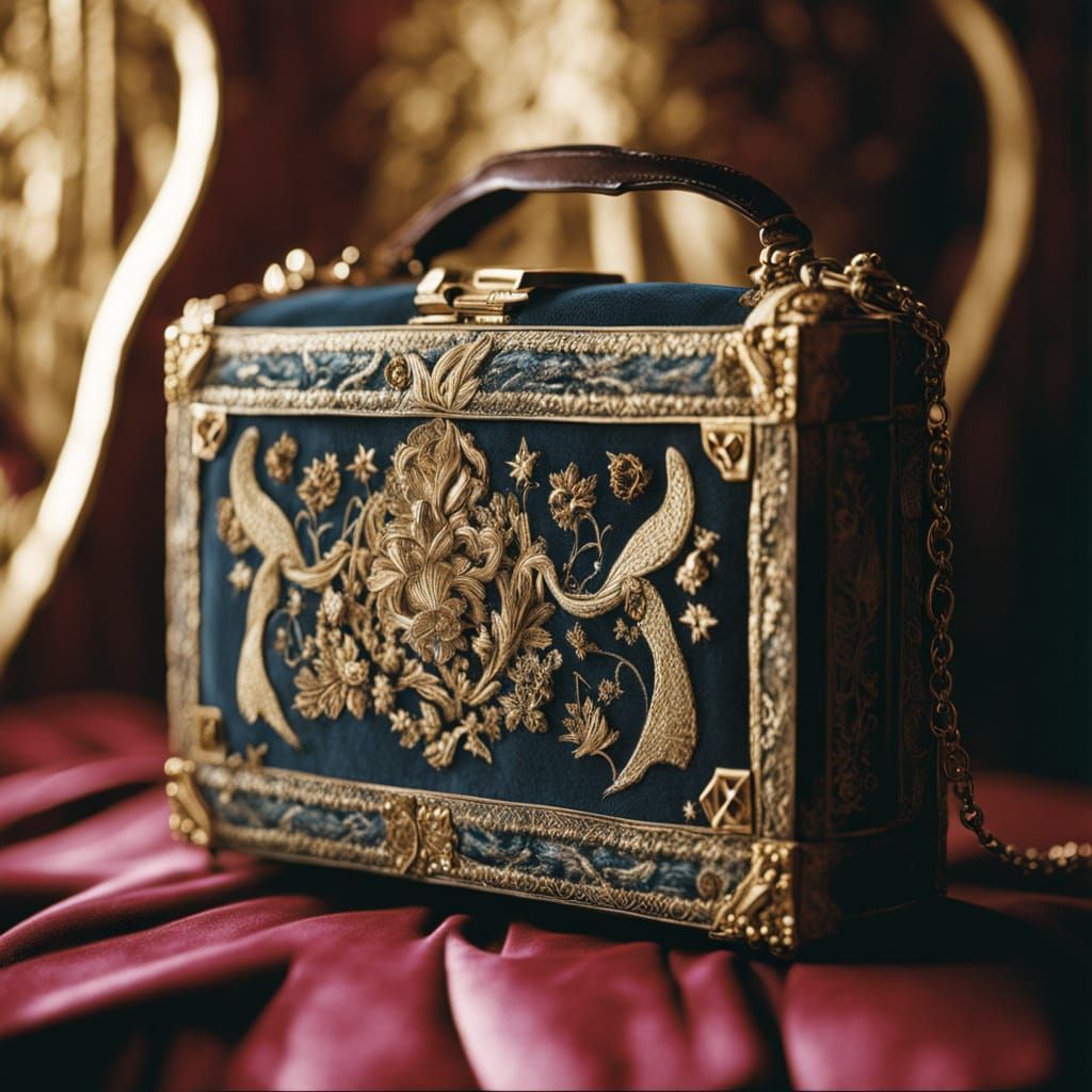 Exquisitely Crafted Handbag on Velvet Cushion