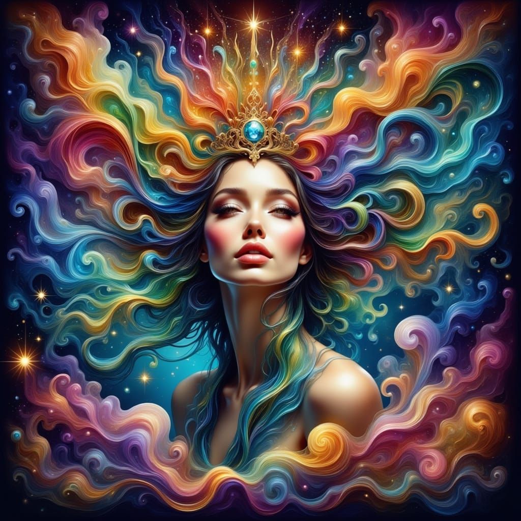 Cosmic Goddess Emanates Ethereal Magic