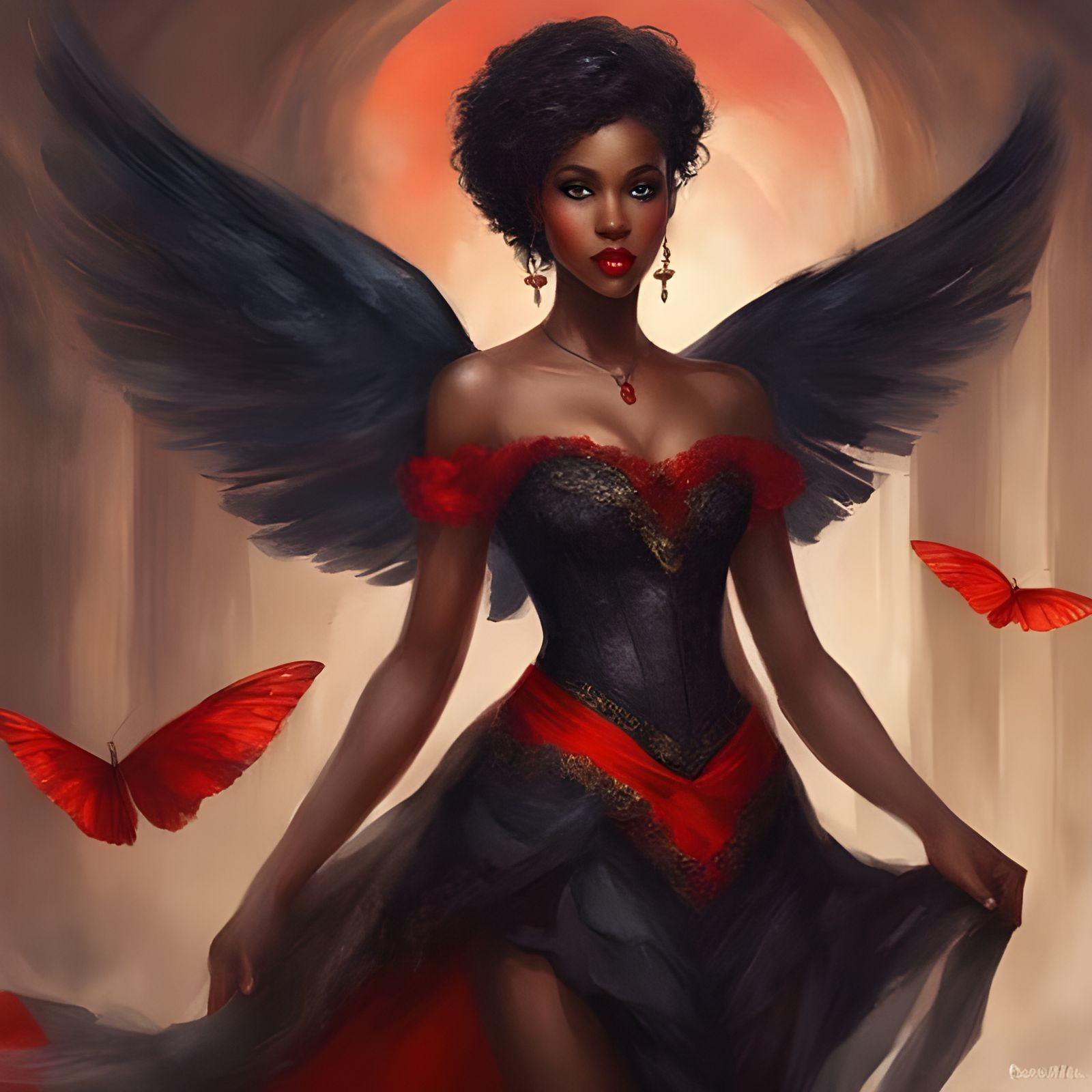 Sensual Portrait of Haitian Girl in Royo Style