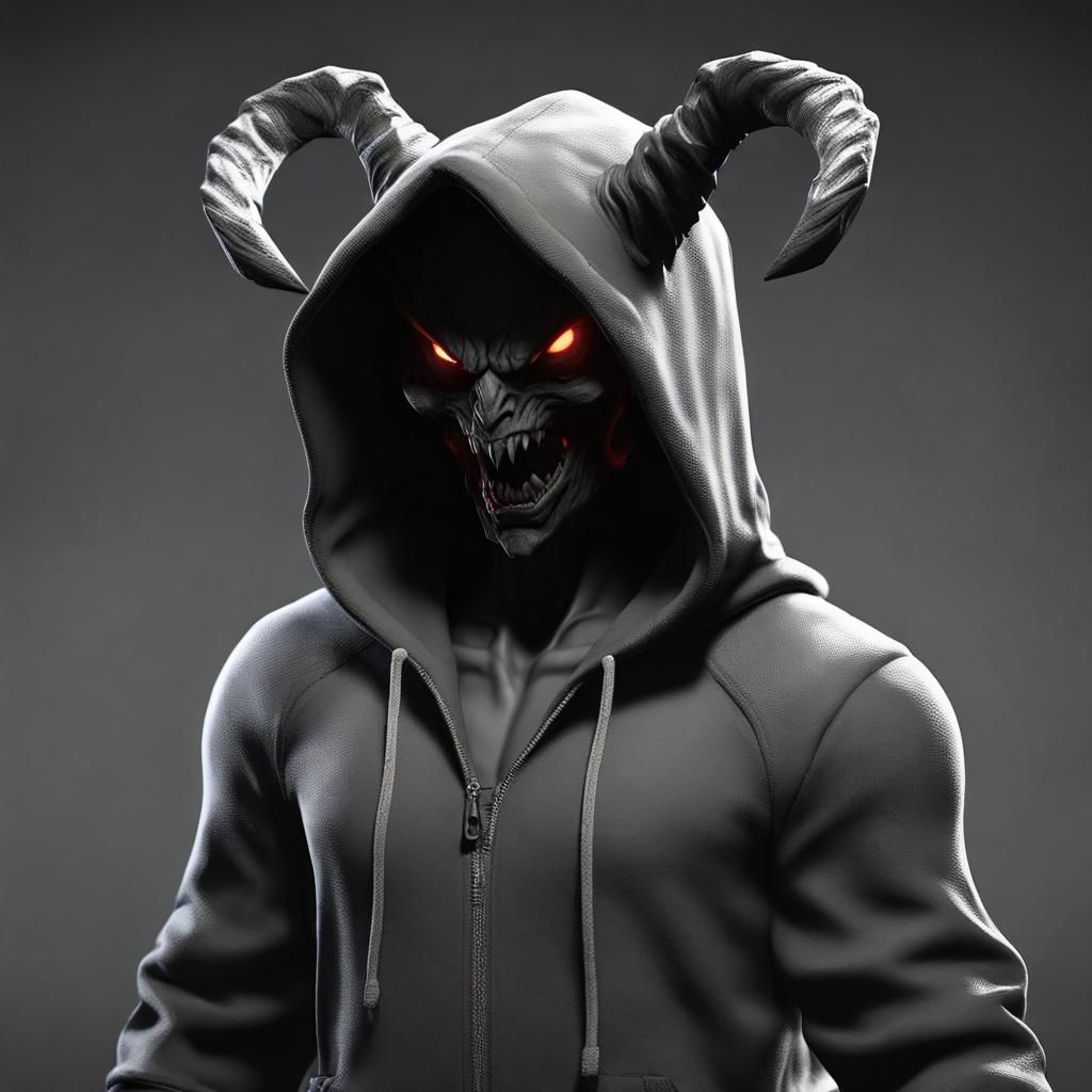 Demon in Hoodie: 3D Rendered Artstation Image