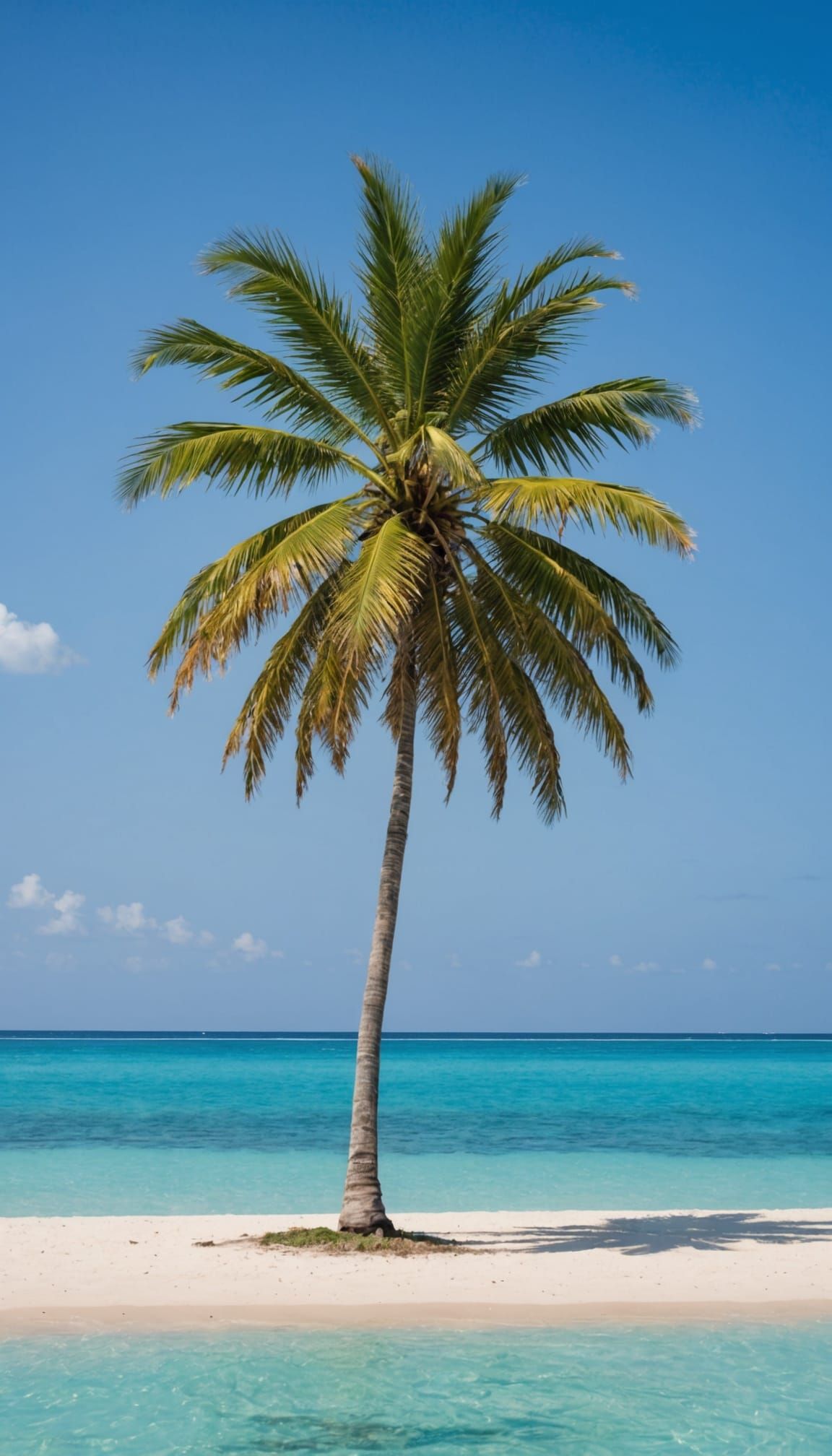 Palm Tree Island in Blue Ocean