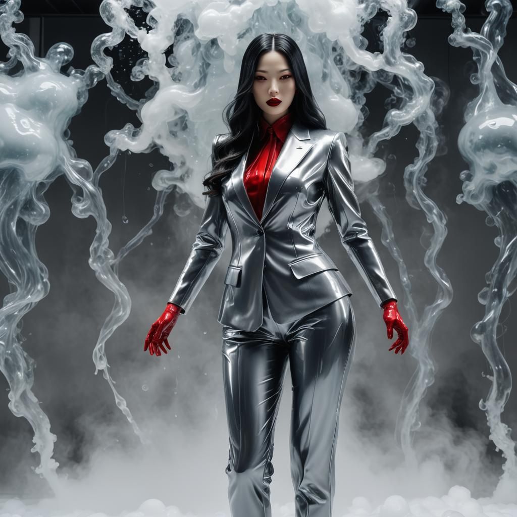 Elegant Translucent Mannequin in Latex Business Suit