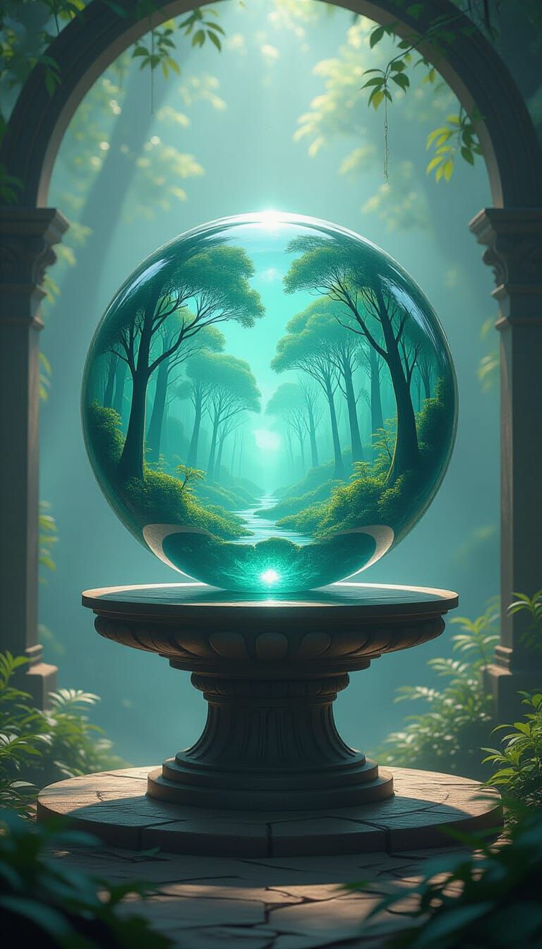 Emerald Sphere Reveals Inner Truths in Surrealist Style