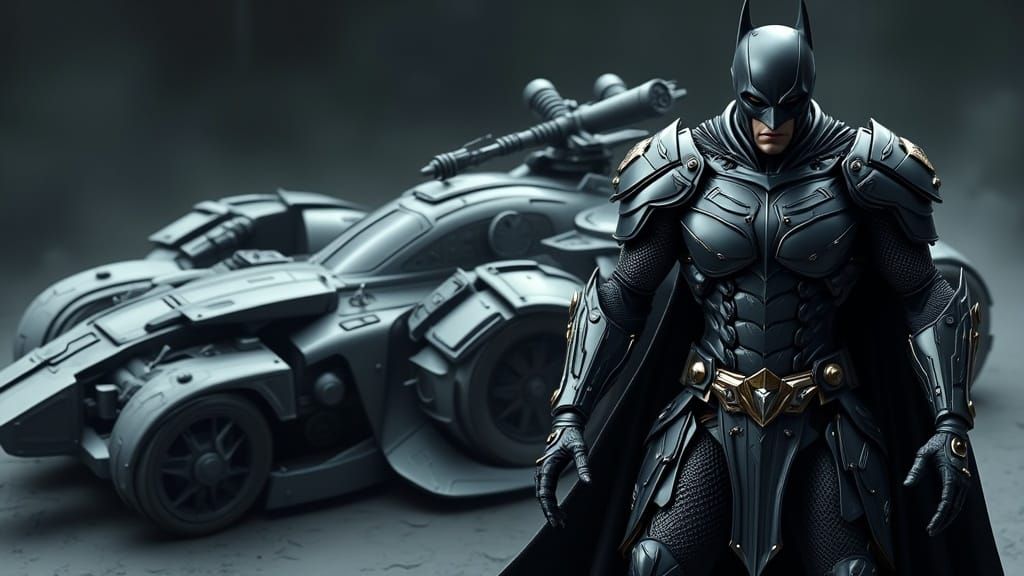 Cyborg Batman Adapts in a Gritty, High-Contrast Dark Steel A...
