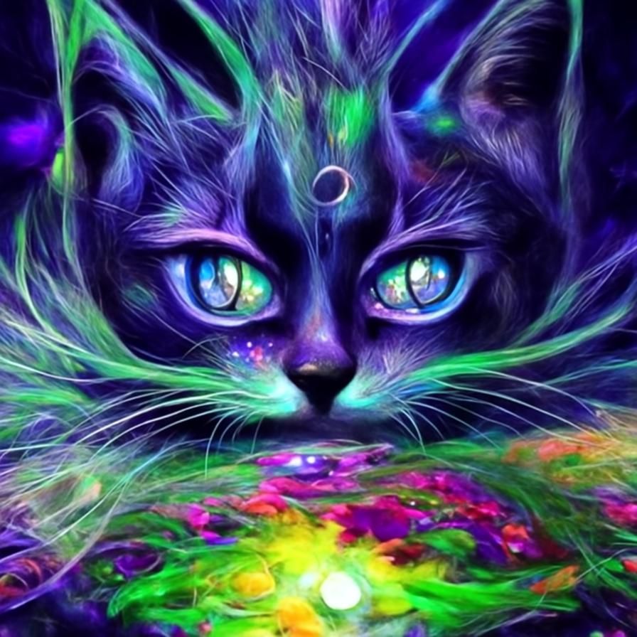 Cosmic Cat Goddess in Psychedelic Fantasy Style
