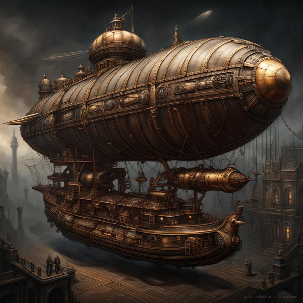 Steampunk Airship Chalk Art Trending on ArtStation