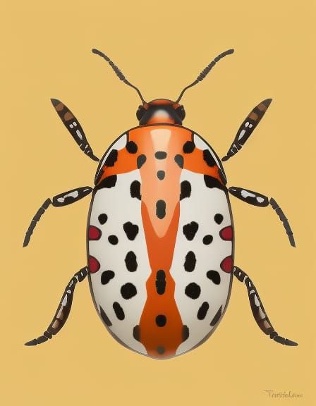 Spotted Beetle Mosaic on Ocher Background