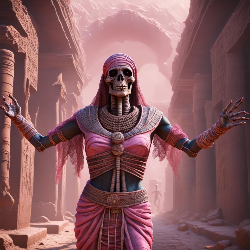 Halloween Mummy Wrapped in Pink Lace